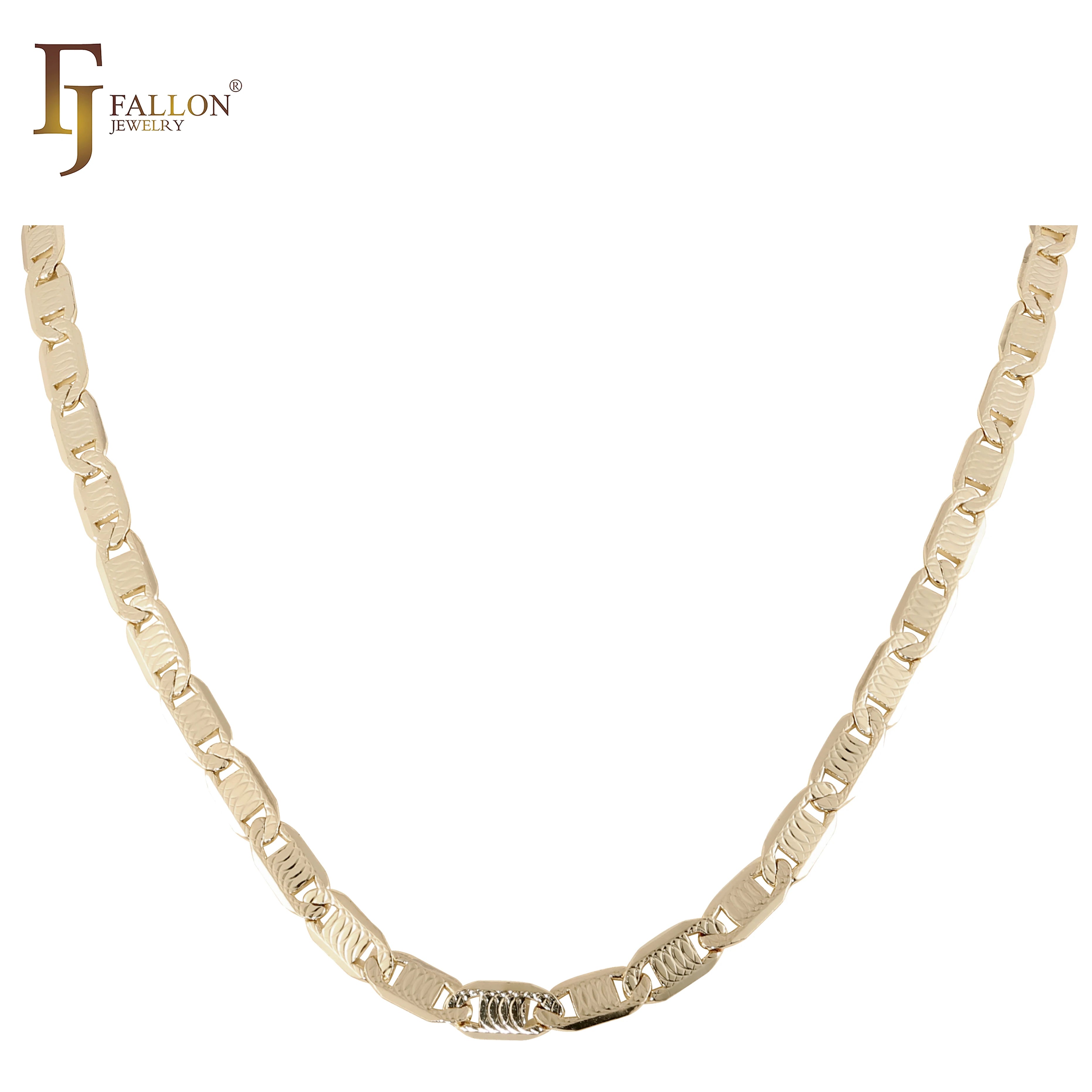 4.1mm FJ Fallon Fashion Jewelry Mariner Hammered Chains Plated in 14K Gold Brass Based Sample Available