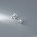 Genuine 925 Sterling Silver Shining CZ Zircon Five-petal Flower Women Stud Earrings Wedding Jewelry Wholesale