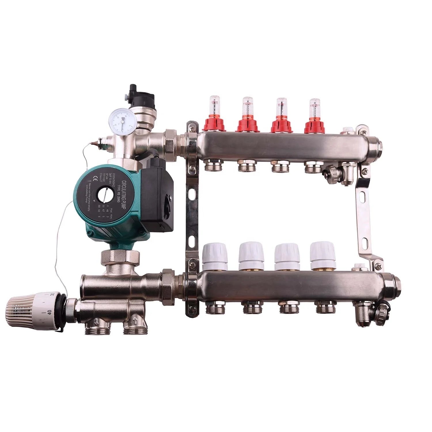 304 Stainless Steel Manifold Pipe Modern Design Water Distribution Pex Ufh Underfloor Heat System With Flow Meter Heating Pump