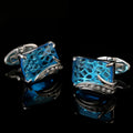 Elegant Blue Crystal Rhinestone French Cufflinks Mens Suit Accessories Stickpin Cufflinks
