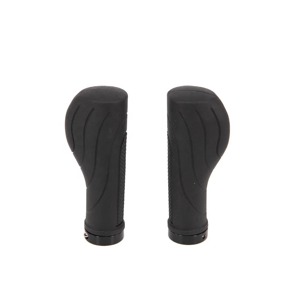 HUALONG HL-G242 130mm One Side Locking Close End Black Bicycle Accessories Rubber Ergonomic MTB Grips 132mm Handlebar