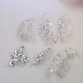 Bridal Flower Crystal Hair Pins Accessories Rhinestones Diamante Pearls Women Metal Rat Tail Wedding Hair Clip Comb in Hair Bun