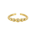 Fine Smooth Gold Ball Shape Trendy 925 Sterling Silver Jewelry Adjustable Rings for Women