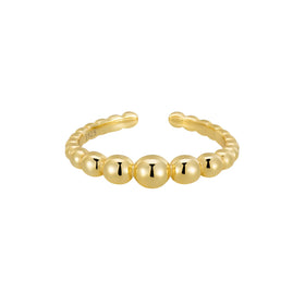 Fine Smooth Gold Ball Shape Trendy 925 Sterling Silver Jewelry Adjustable Rings for Women