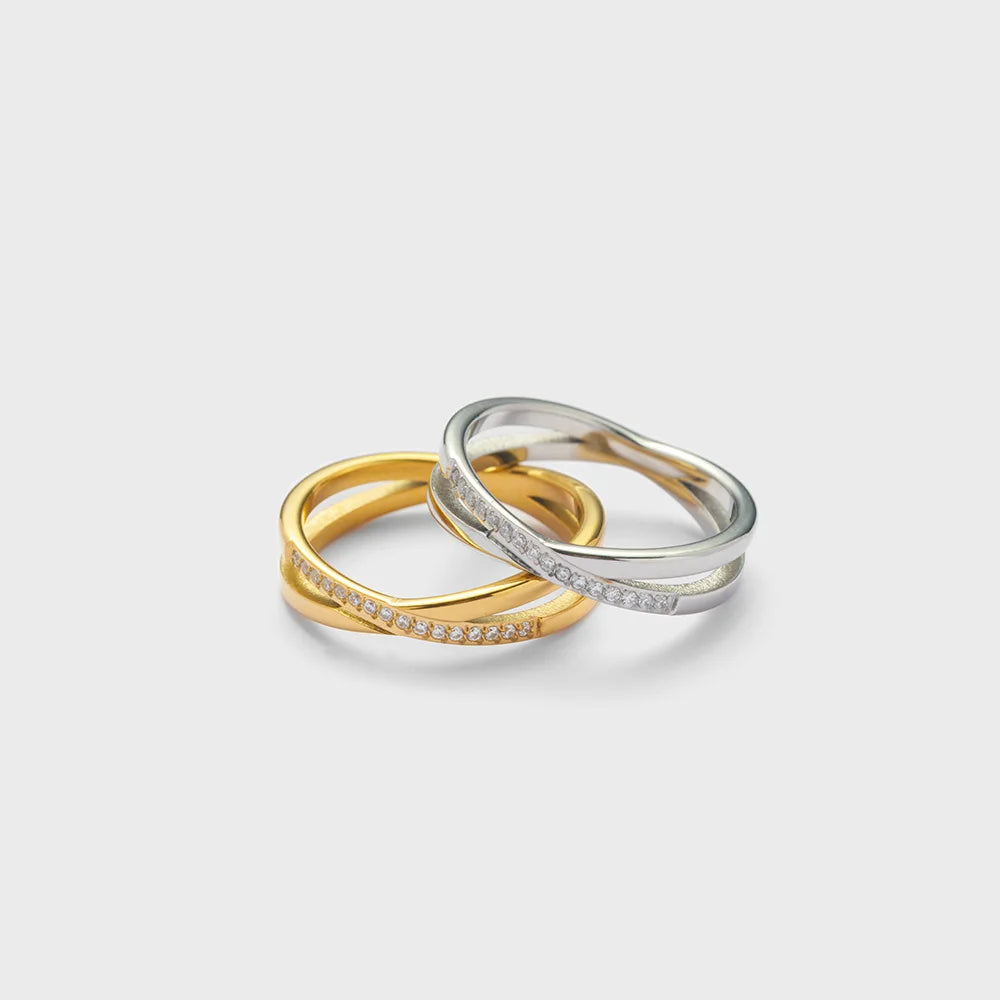 Wholesale Tarnish Free Hypoallergenic 18K Gold Plated Jewelry Stainless Steel Cross CZ Cubic Zirconia Rings Women YF2784
