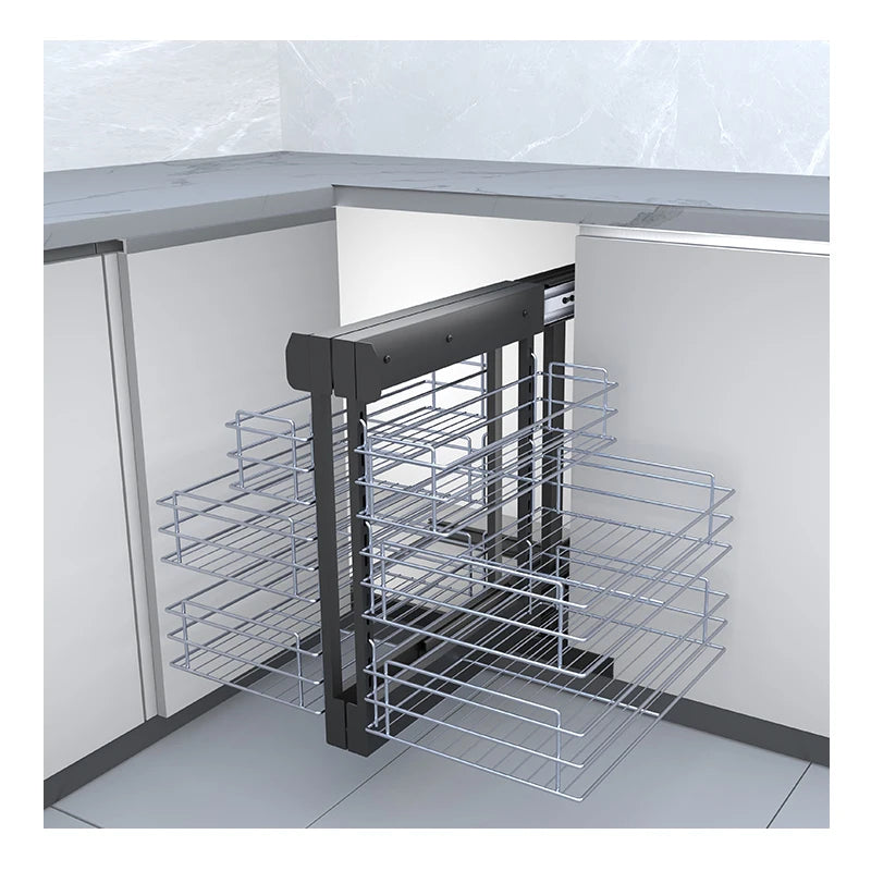 Modern Wire 3Shelves Kitchen Blind Corner Storage Organizer Modular Pull Basket Customized Color Universal Magic Corner BENE