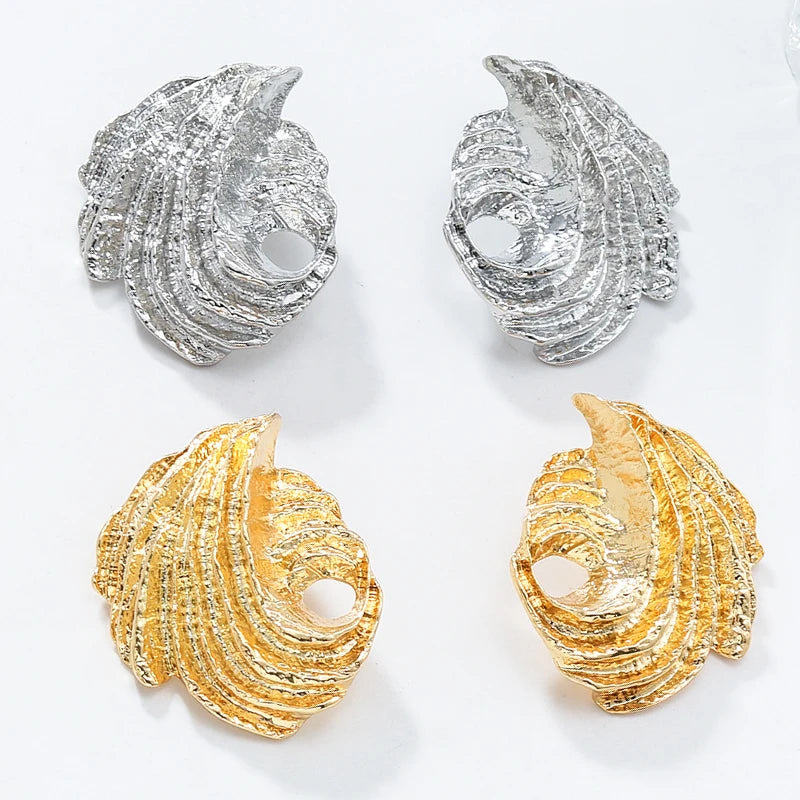 Kaimei 2025 Fashion Jewelry Spiral Wing Earrings for Women's Hammered Zinc Alloy Earrings Hollowed Out Spiral Metal Earrings