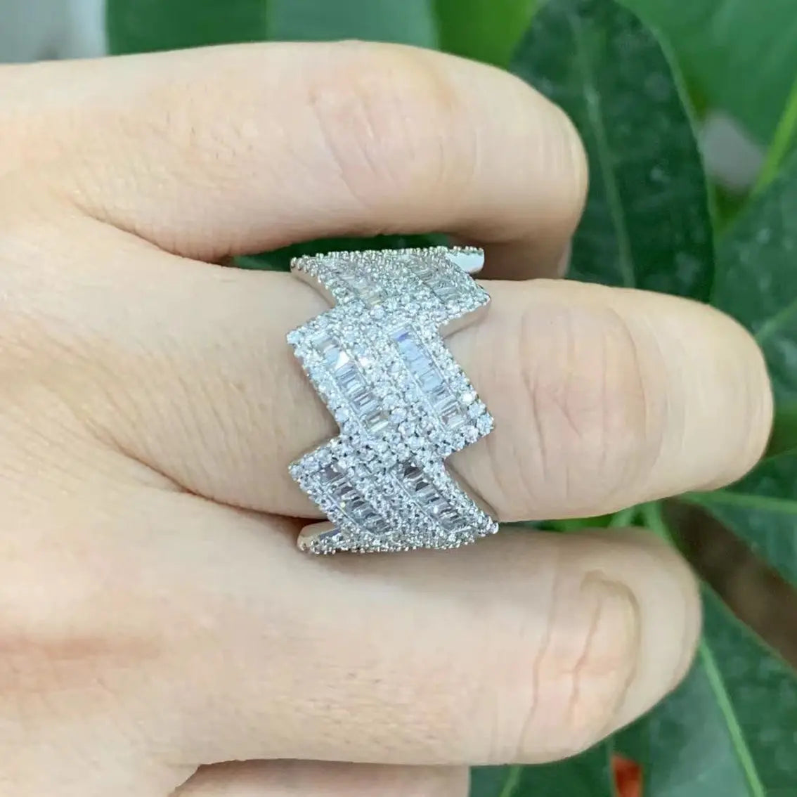 Luxury Custom 15mm Hiphop Baguette Fancy  Moissanite D VVS1 Pass Diamond Tester Engagement Wedding Rings Brand