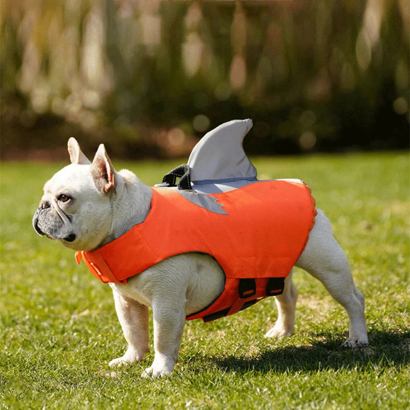 Dog Shark Fin Life Jacket Swimming Vest Polyester Reflective Training Pet Apparel