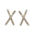 S925 Silver Needle Pin Japanese and Korean Temperament Full Diamond Forest Commuting Wild X Cross Geometry Earrings