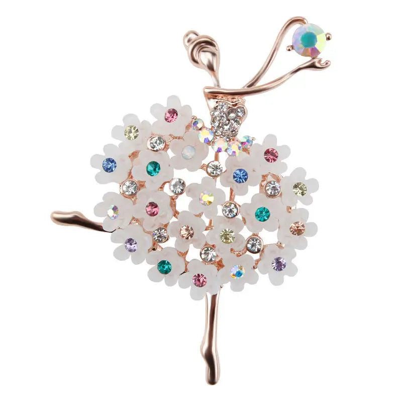 Dance Girls Ballet Dancing Female Brooches Woman Artistic Gymnastics Lady Glass Designs Cute Pins Jewelry Gifts Dress Accessory