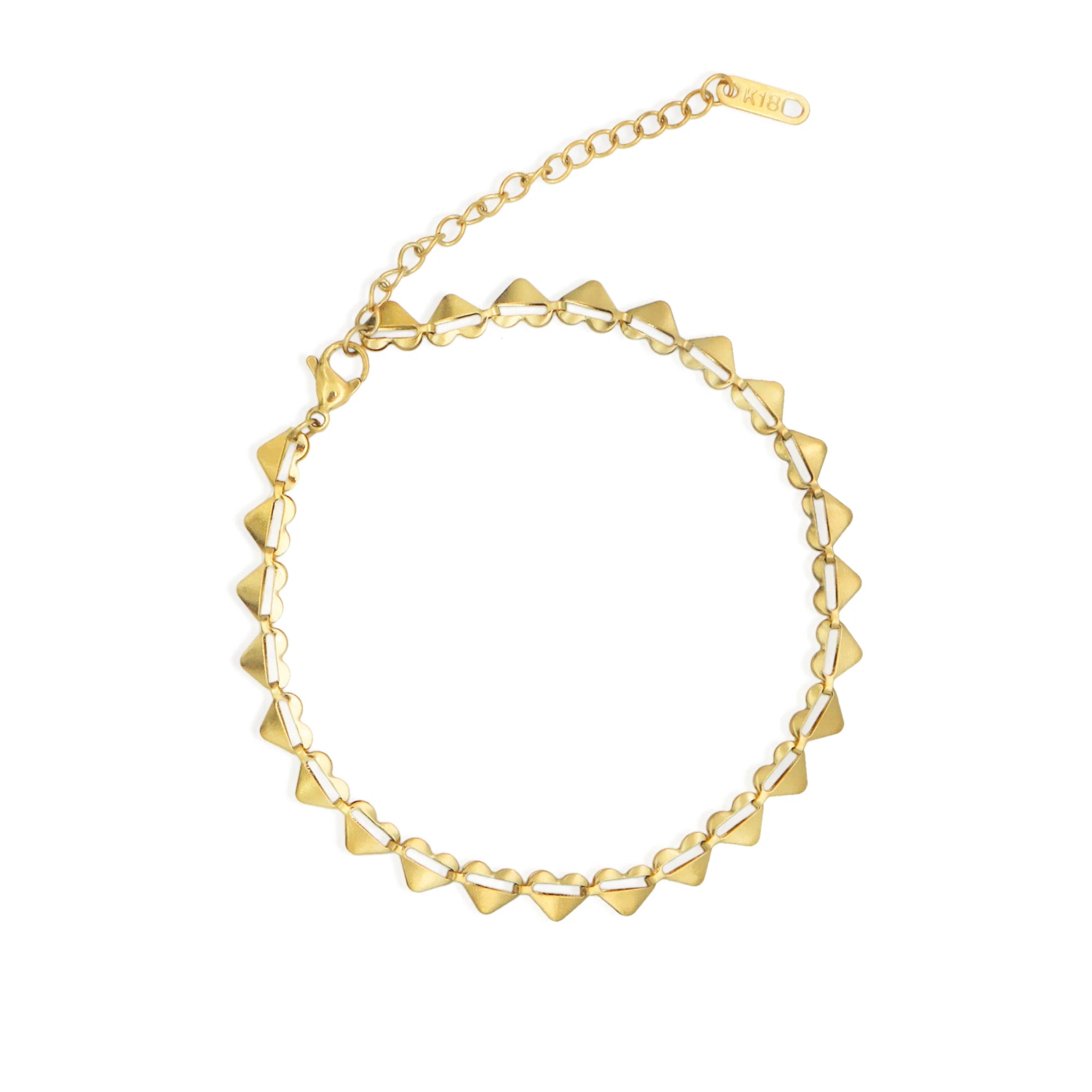 Chris April in Stock Fashion Jewelry PVD Gold Plated 316L Stainless Steel Heart Linked Chain Anklets