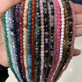 Hui Rui Wholesale 4mm Gemstone Faceted Beads Multi Colored Chalcedony Agate Beads Faceted Stone Beads for Jewelry Making