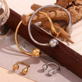 Water Drop Gold Plated Cuff Bangle Waterproof Jewelry Tarnish Free Stainless Steel Bangles