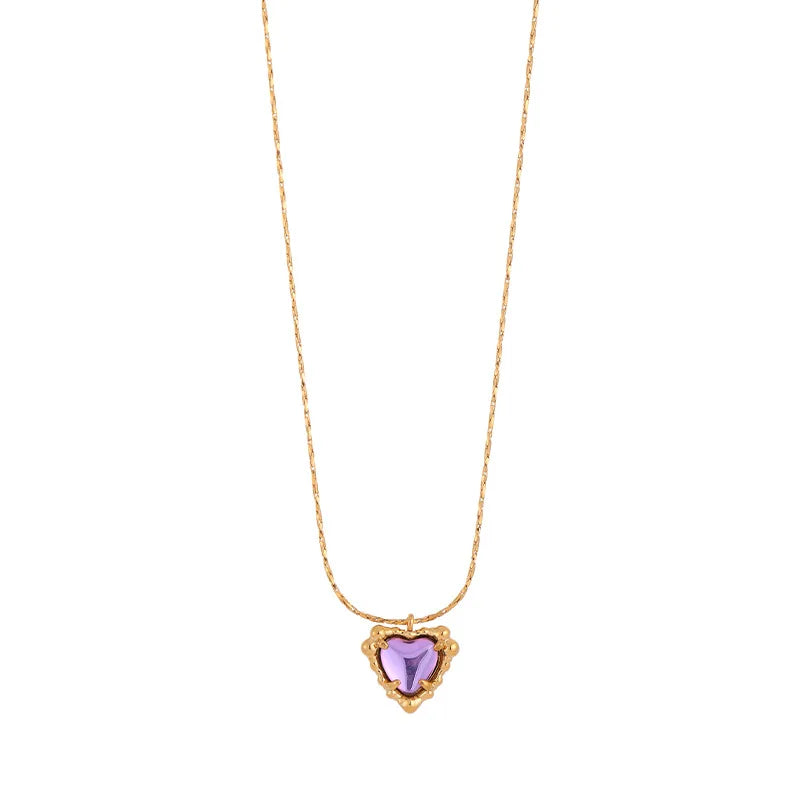 Wholesale Fashion Glass Heart Shaped Pendant Necklaces Romantic Love Necklace for Women Jewelry Gift