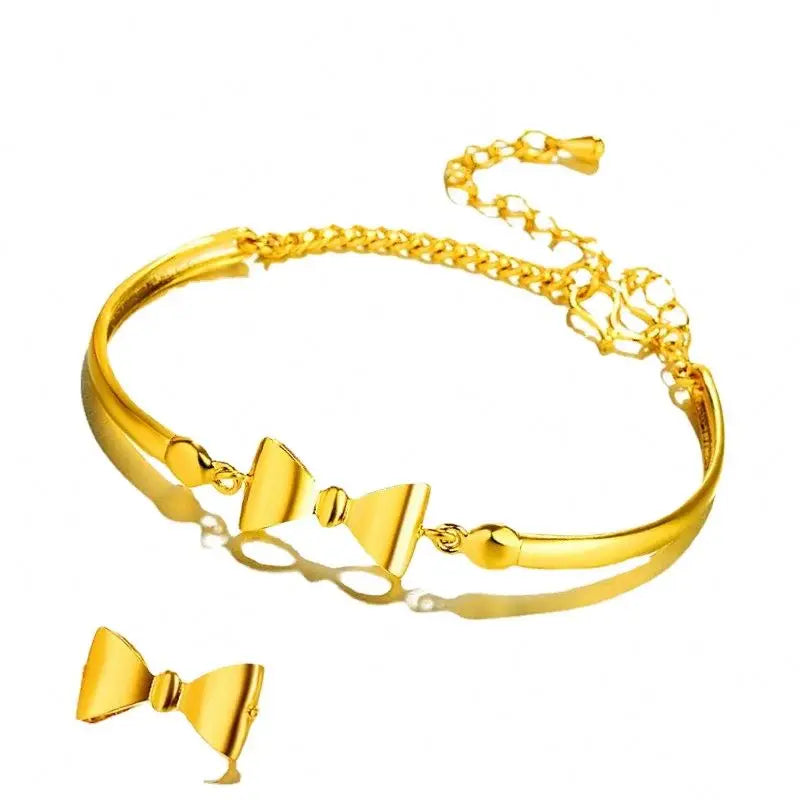 Dubai Gold Jewelry Korean Version Hot Jewelry Copper Gold PlatedButterfly Bracelet Gold Plated Bracelet Ladies Bow