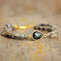 Bezel Set Teardrop Shaped Geometric Bracelet Amethyst Labradorite Natural Gemstone Handmade Brass Zinc Alloy for Anniversary