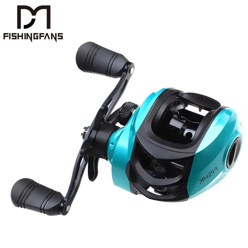 FISHINGFANS XH300 Left Hand Baitcasting Fishing Bass Wheel Magnetic Metal Spool Casting Reel for Stream River Lake