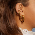 Fashion Jewelry Earrings Tarnish Free Stainless Steel Geometric Chunky Small 18K Gold Plated Hoops Earrings for Women Girls
