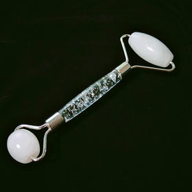 Huiying Women Body and Face Massager Household Full Body Flower Handle Roller White Jade Massage Tool