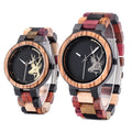 Factory Price Colorful Sandalwood Custom Logo Couple Watch Deer Picture Others Movement Fashion Business Style Wrist Watch for