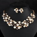 XT-129 Wholesale Fashion Women Ear Neck Jewelry Kit Earrings and Alloy Crystal Pearl Charm Necklace Stud Earring Jewelry Set