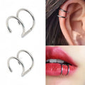 Personality Gold Plating U-shaped No Piercing Double Ear Lip Clip Fashion Stainless Steel Geometric Cuff Earrings Jewelry