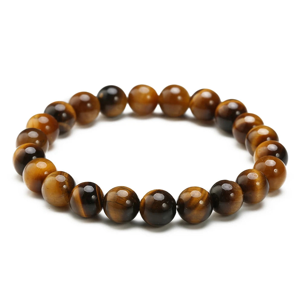 Wholesale Gemstone 8mm Round Beads Stretchy Simple Elastic Round Natural Stone Beads tiger Eye Bracelet Healing Beaded Bracelets