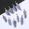 Natural Raw Blue Kyanite Pendant Gemstone Freeform Rough Crystal Gold Plated Necklace Pendants Vintage Stone for Jewelry Making