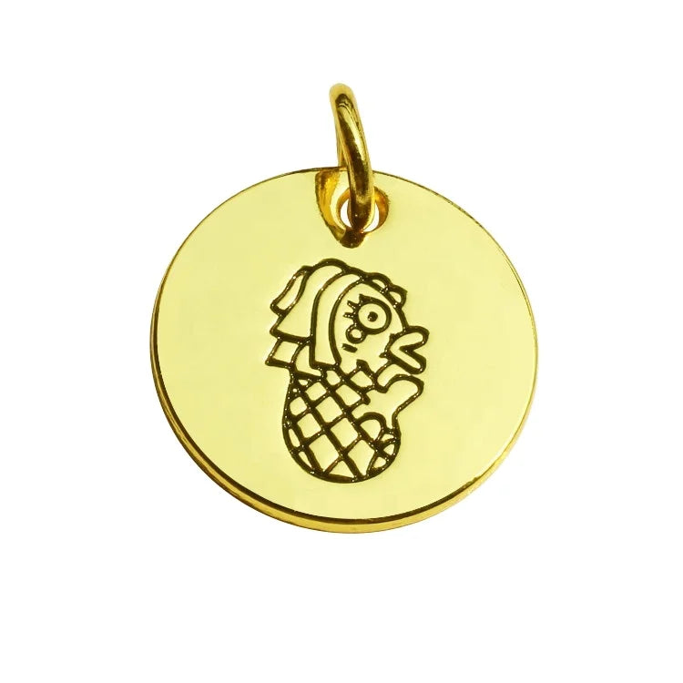Wholesale Engraved Metal logo Round Charms Enamel min Branded Metal Pendant for Jewelry