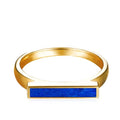 Factory Wholesale Simple Design Rectangle Lazurite 18k Gold Plated Jewellery Ring for Lady