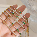 2022 Pvd Plated Stainless Steel Clear Colorful Cz Zircon Tennis Bracelet Women Jewelry