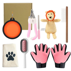 New Trending Products in China Innovative Dog Cat Beauty Hair Removal Cleaning Slicker Dematting Comb 8 Pcs Toys Pet Gift Set