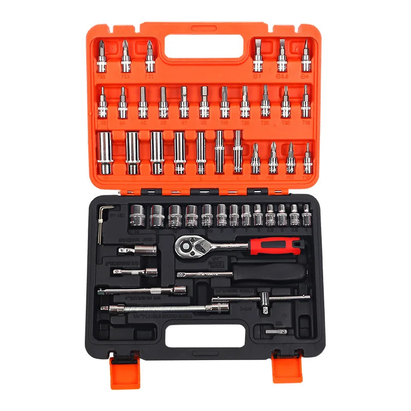 53pcs 1/4\" Small Hand Impact Spanner Auto Repair Combination Tool Set OEM Case Pack Ratchet Wrench Socket in Small Quantity