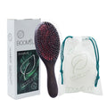 BOOMHOME Professional Styling Custom Logo Oval Black Bamboo Wood Paddle Detanger Boar & Nylon Bristle Hair Comb Boar Hair Brush
