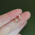 Merry Christmas 14K Gold Plating Pure 925 Sterling Silver Christmas Tree Stud Earrings for Women Girls Jewelry