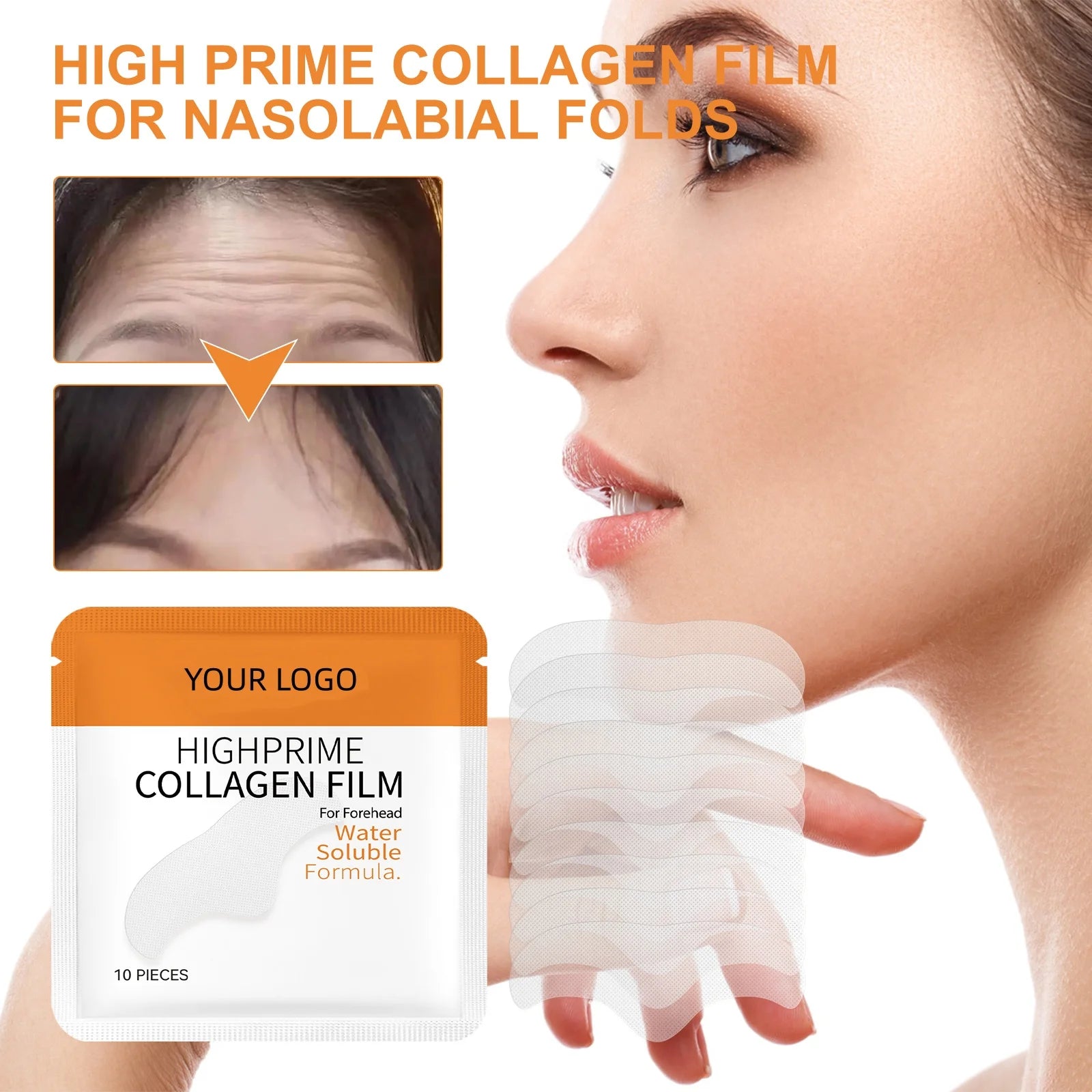 OEM Private Label Deep Hydration Firming Forehead Anti Wrinkle Collagen Forehead Wrinkle Patches Hydrolyzed Collagen Patches