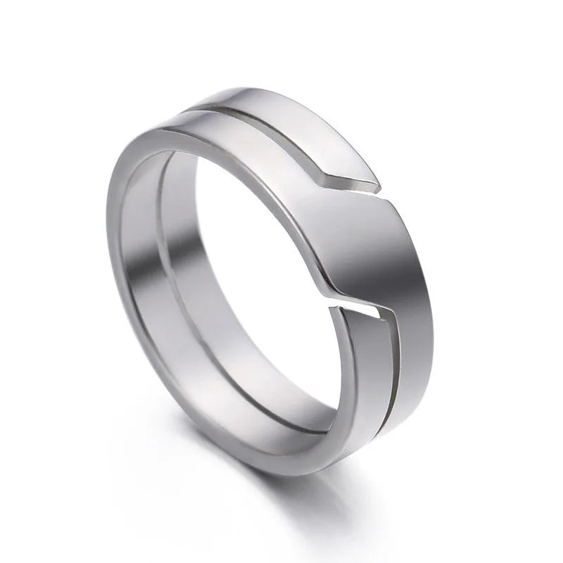 Fashion Casual Finger Rings Jewelry Stainless Steel Couple Ring for Men Women Engagement Anniversary Gift