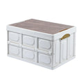Multifunctional Portable Collapsible Eco-friendly Korean Style Large Outdoor Camping Storage Box Wood Lid Injection Molded >35L