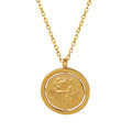 Retro Rose Pendant Necklace High Polished Stainless SteelRound Flower Pendant Necklace for Women New Design Gold Plated