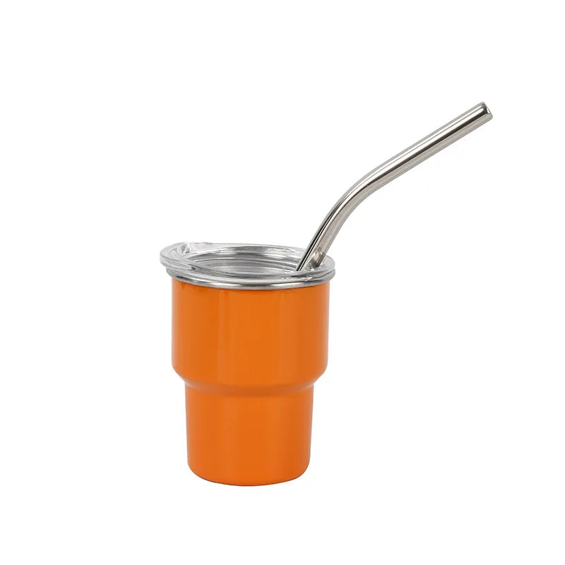 Travel Portable Mug Outdoor Camping With Metal Straw Stainless Steel Double Wall Coffee Cup Ozmetal 3oz Mug