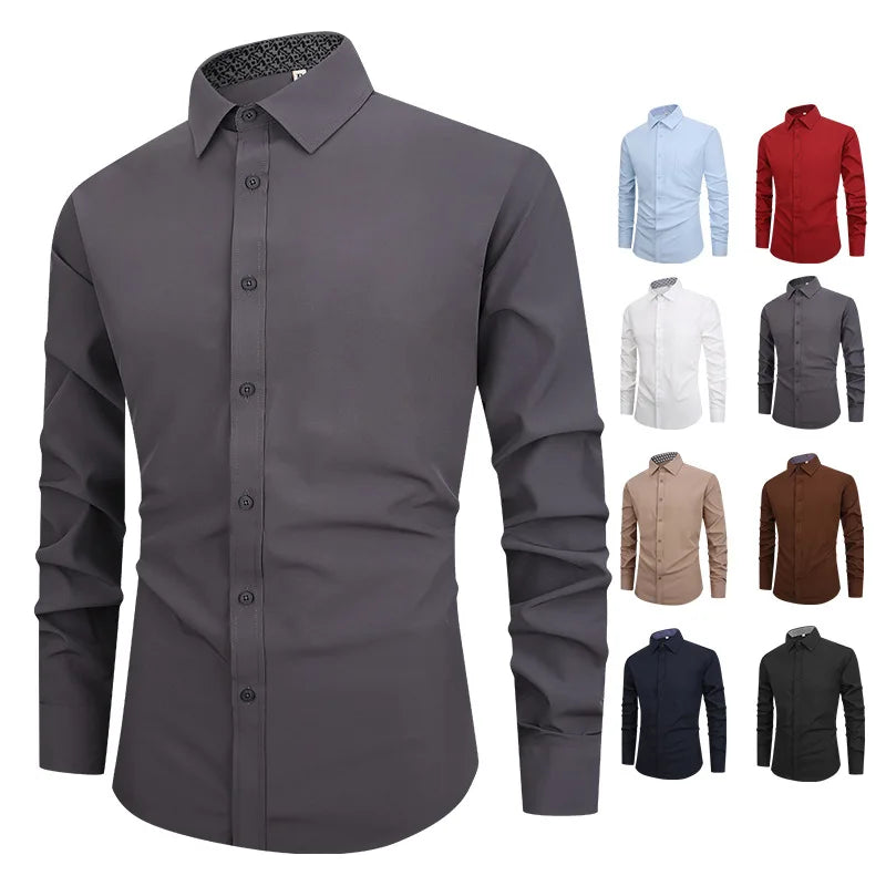 Polyester Shirt Men's High-grade Shirt Breathable Full Sleeve Shirt Men's Summer Cool