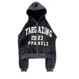 KY Mock Neck Fashion Design Printing Men's Oversize Hoodies Crop Top Plain Zip up Hoodie Custom