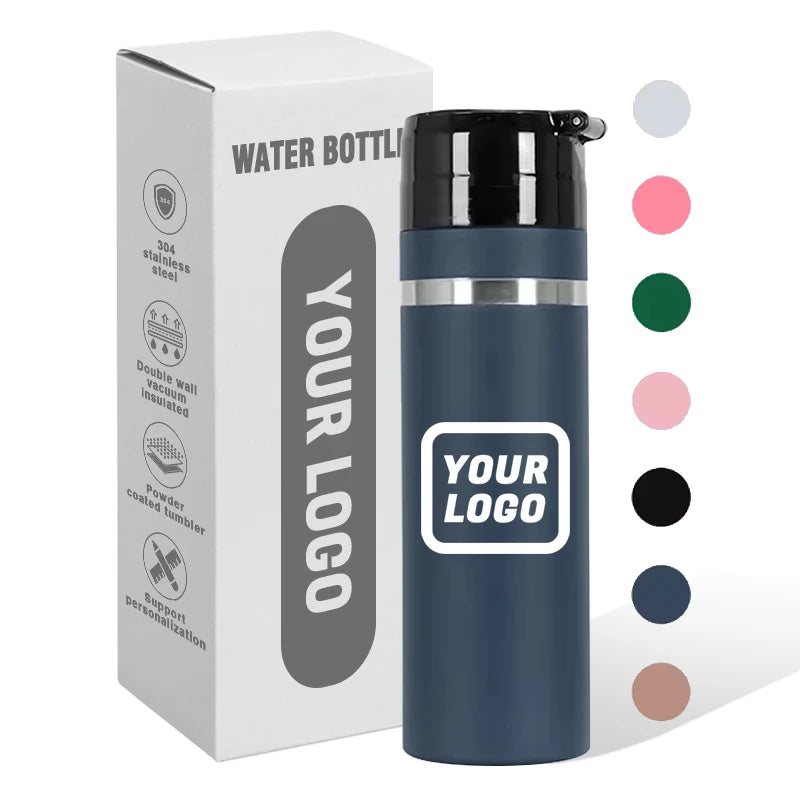 2024 New OEM Custom Logo 26oz Water Bottle Stainless Steel Double Wall Insulated Sport Water Bottle With Metal Rim  Portable Lid
