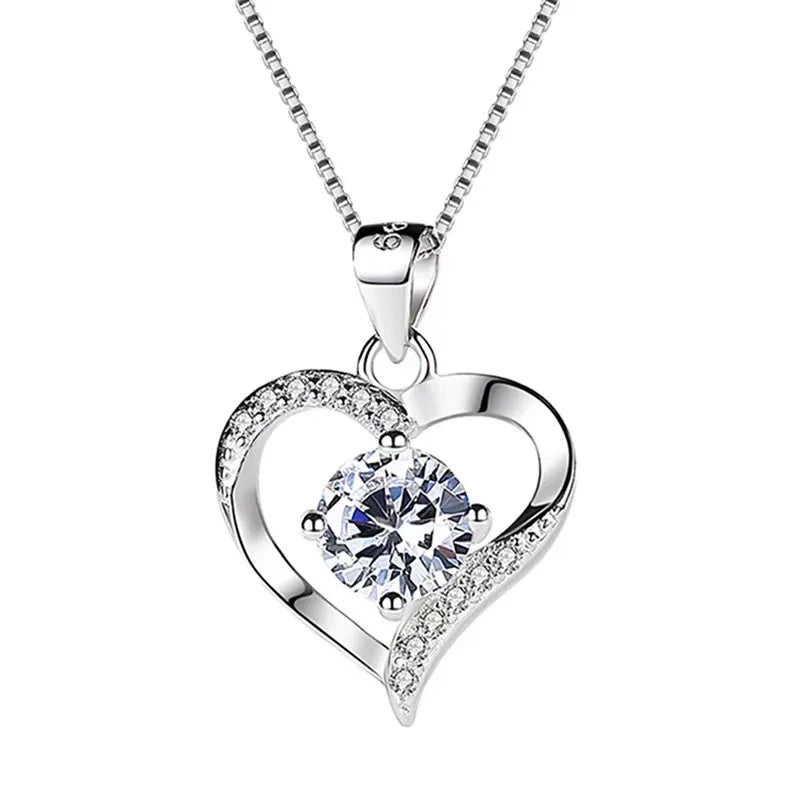 Custom Silver Jewelry Birthday Gift S925 Sterling Silver Vermiculite love Necklace Sent to His Wife Heart -shaped Necklace
