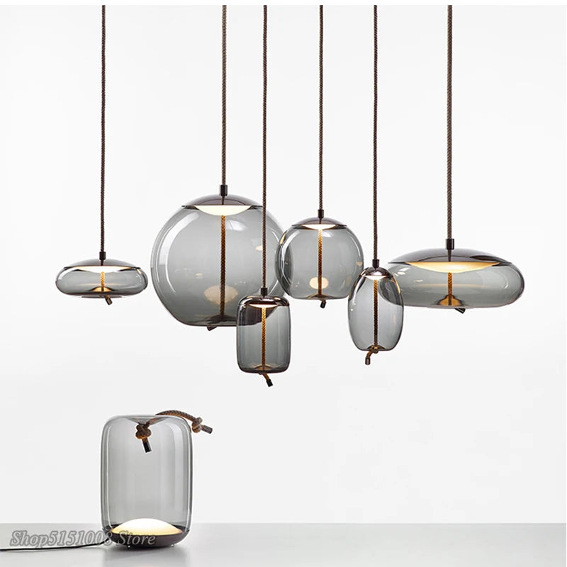 Scandinavian BROKIS Knot Pendant Lights Bedside Nordic Design Deco Glass Lustre Kitchen Hanging Lamp Luminaire Suspendu Fixtures