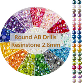 R-03 2.8mm Round AB Drill Diamond Art Beads Sparkling Resinstone Diamond Painting Kit Round AB Drills