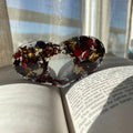 Handmade Red Rose Gold Leaves Reading Ring Thumb Ring Page Holder Bookmark Finger Ring for Book Reader Gift