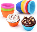 Reusable Food Grade Silicone Baking Cups Non-Stick 12-Piece Cupcake Molds and Liners Set Cake Tools
