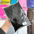 JUNAO Wholesale 2mm-6mm Black Color Non Hotfix Crystal Stones Flatback Strass Jelly Resin Rhinestones in Bulk for Dress